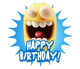 3d Rendering Smile Character Emoticon Expression saying Happy Bi