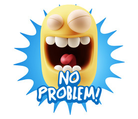 3d Rendering Smile Character Emoticon Expression saying No Probl
