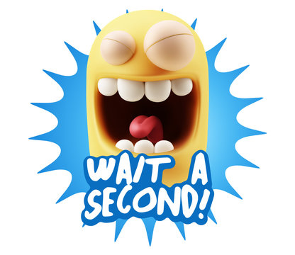 3d Illustration Laughing Character Emoji Expression saying Wait