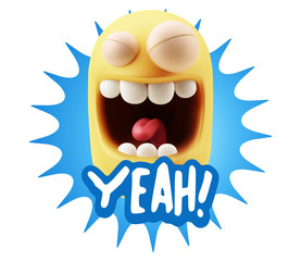 3d Illustration Laughing Character Emoji Expression saying Yeah
