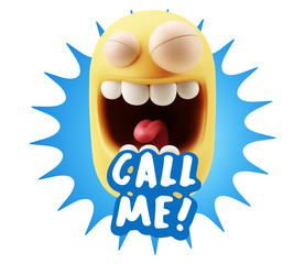 3d Illustration Laughing Character Emoji Expression saying Call