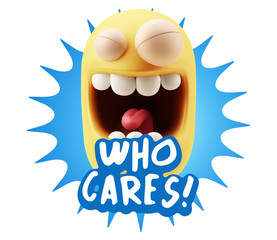 3d Illustration Laughing Character Emoji Expression saying Who C