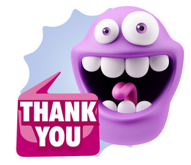 3d Illustration Laughing Character Emoji Expression saying Thank