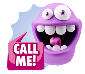 3d Illustration Laughing Character Emoji Expression saying Call