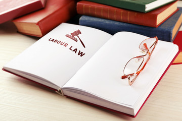 Open book with words labour law