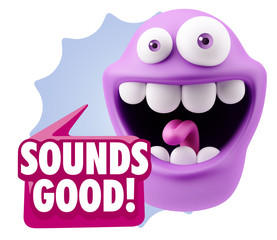 3d Illustration Laughing Character Emoji Expression saying Sound