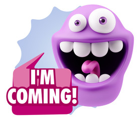 3d Illustration Laughing Character Emoji Expression saying I'm C