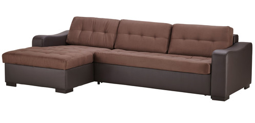 Brown leather corner couch bed