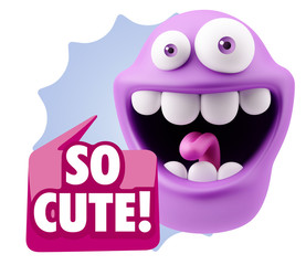 3d Illustration Laughing Character Emoji Expression saying So Cu