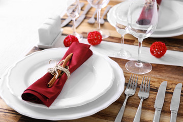 Beautiful table setting, close up