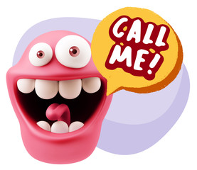 3d Illustration Laughing Character Emoji Expression saying Call