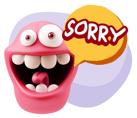 3d Illustration Laughing Character Emoji Expression saying Sorry