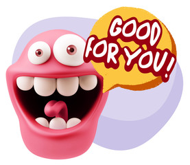 3d Rendering Smile Character Emoticon Expression saying Good For