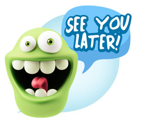 3d Illustration Laughing Character Emoji Expression saying See Y