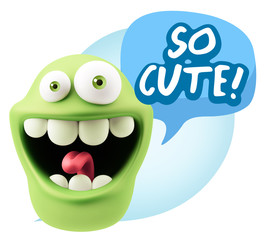 3d Illustration Laughing Character Emoji Expression saying So Cu