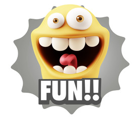 3d Illustration Laughing Character Emoji Expression saying Fun w