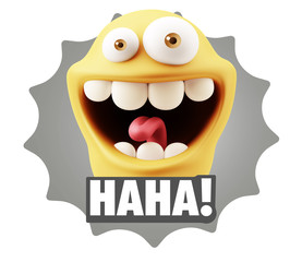 3d Illustration Laughing Character Emoji Expression saying Hahah