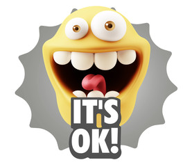 3d Illustration Laughing Character Emoji Expression saying It's