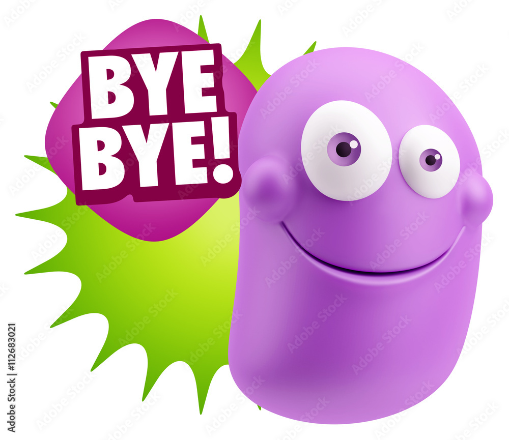 Fototapete 3d Rendering Smile Character Emoticon Expression saying Bye Bye
