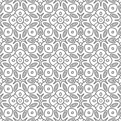 Black, white seamless pattern. Decorative ornament for coloring book, page.