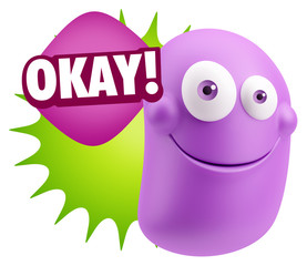 3d Illustration Laughing Character Emoji Expression saying Okay