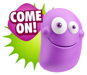 3d Illustration Laughing Character Emoji Expression saying Come