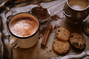 Coffee set on silver tray