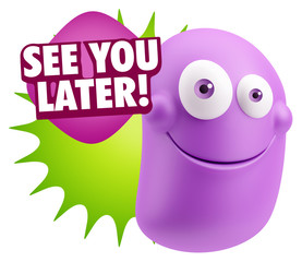 3d Illustration Laughing Character Emoji Expression saying See Y