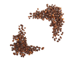 Coffee beans isolated on white