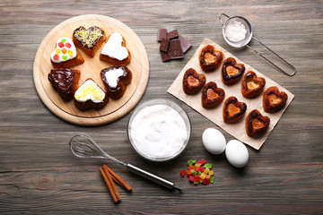 Pie cooking ingredients. Flat lay