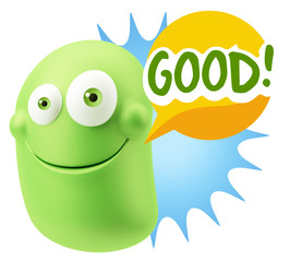3d Illustration Laughing Character Emoji Expression saying Good