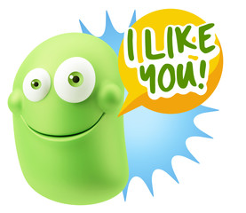 3d Illustration Laughing Character Emoji Expression saying I Lik