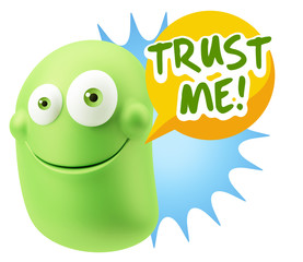 3d Illustration Laughing Character Emoji Expression saying Trust