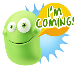 3d Illustration Laughing Character Emoji Expression saying I'm C