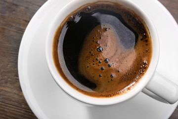 Cup of fresh coffee, closeup