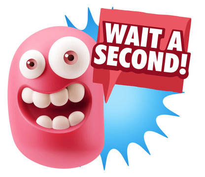 3d Illustration Laughing Character Emoji Expression saying Wait