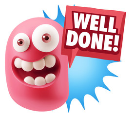 Obraz premium 3d Rendering Smile Character Emoticon Expression saying Well Don