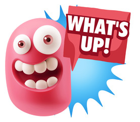 Obraz premium 3d Rendering Smile Character Emoticon Expression saying What'S U