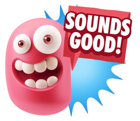 3d Illustration Laughing Character Emoji Expression saying Sound