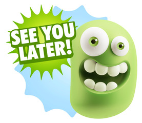 3d Illustration Laughing Character Emoji Expression saying See Y