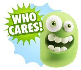 3d Illustration Laughing Character Emoji Expression saying Who C