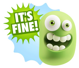 3d Illustration Laughing Character Emoji Expression saying It's