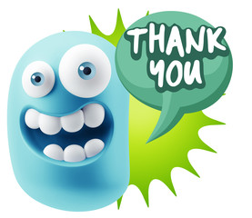 3d Illustration Laughing Character Emoji Expression saying Thank