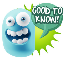 3d Illustration Laughing Character Emoji Expression saying Good