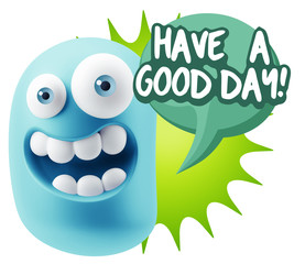 3d Rendering Smile Character Emoticon Expression saying Have A G