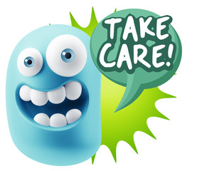 3d Illustration Laughing Character Emoji Expression saying Take