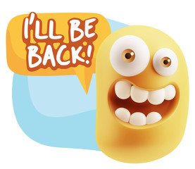 3d Illustration Laughing Character Emoji Expression saying I'll