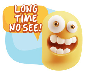 3d Illustration Laughing Character Emoji Expression saying Long