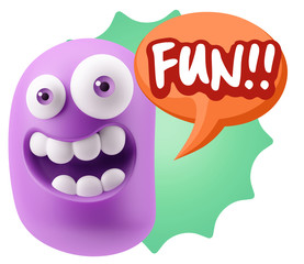3d Illustration Laughing Character Emoji Expression saying Fun w