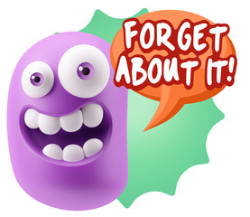 3d Rendering Smile Character Emoticon Expression saying Forget A